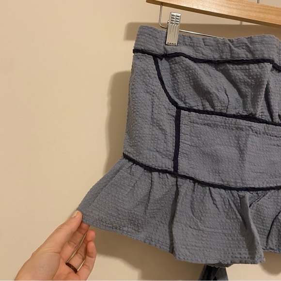 Free People Blue Searsucker Tube Top size Medium - Picture 3 of 8